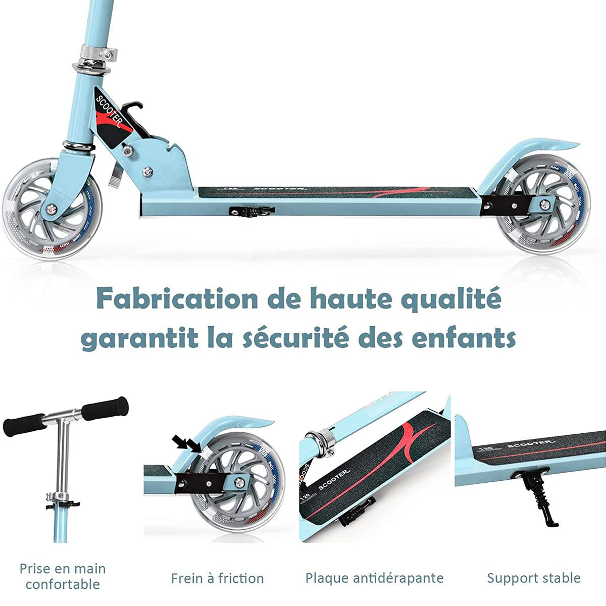 Trottinette Enfant Pliable avec Lumières LED - Hauteur Réglable et Design Coloré pour des Balades Amusantes en Toute Sécurité