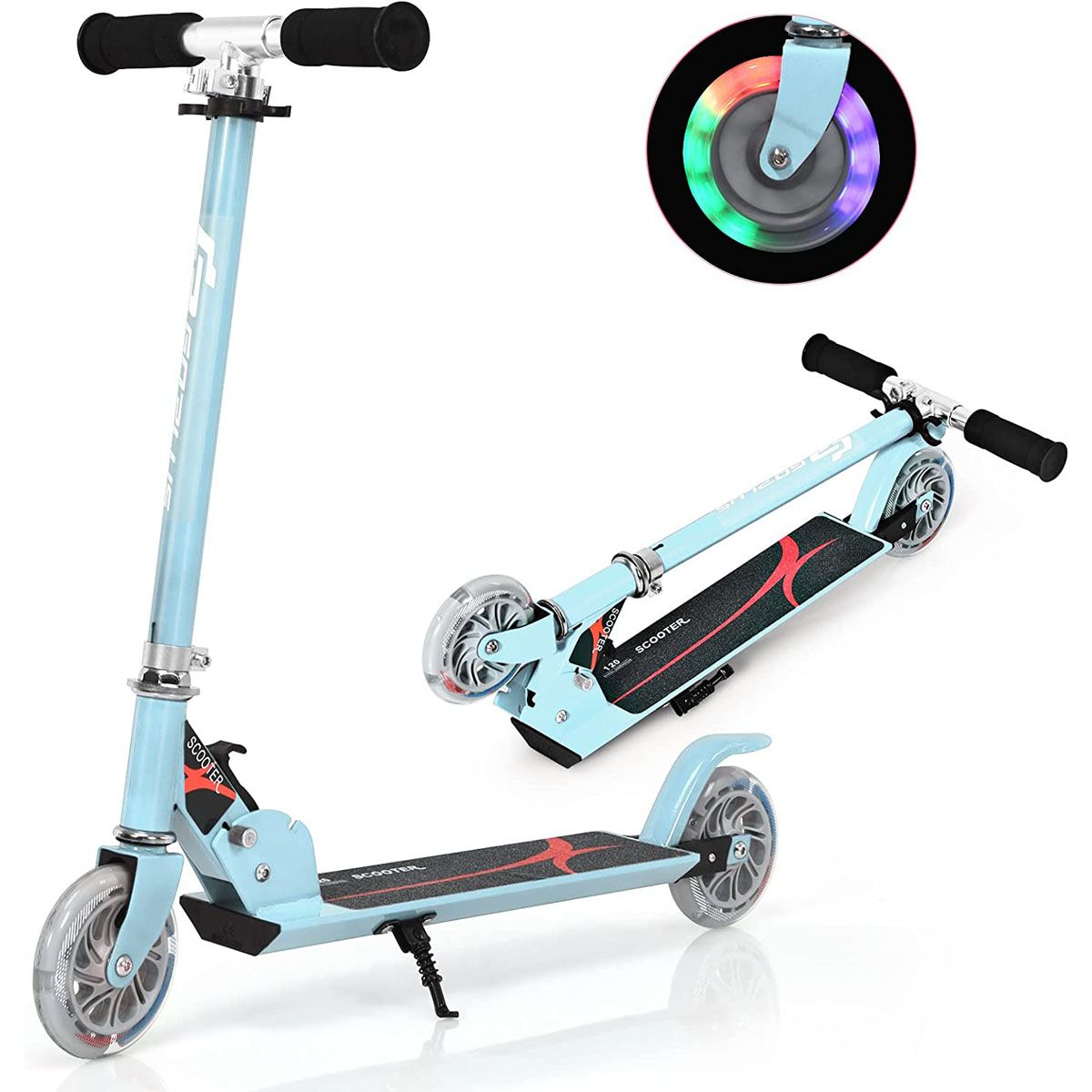 Trottinette Enfant Pliable avec Lumières LED - Hauteur Réglable et Design Coloré pour des Balades Amusantes en Toute Sécurité