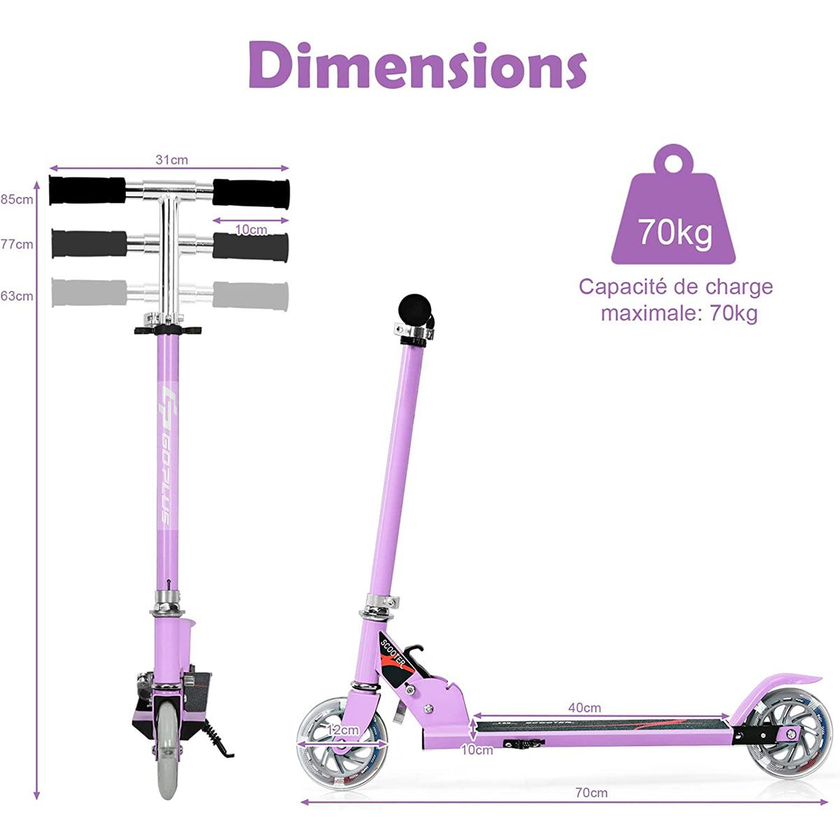 Trottinette Enfant Pliable avec Lumières LED - Hauteur Réglable et Design Coloré pour des Balades Amusantes en Toute Sécurité