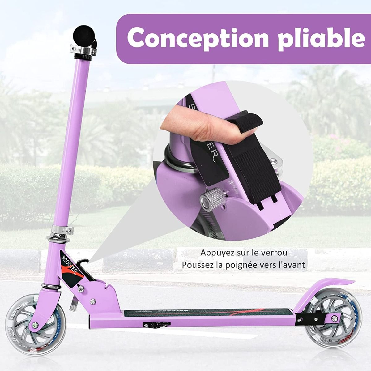 Trottinette Enfant Pliable avec Lumières LED - Hauteur Réglable et Design Coloré pour des Balades Amusantes en Toute Sécurité