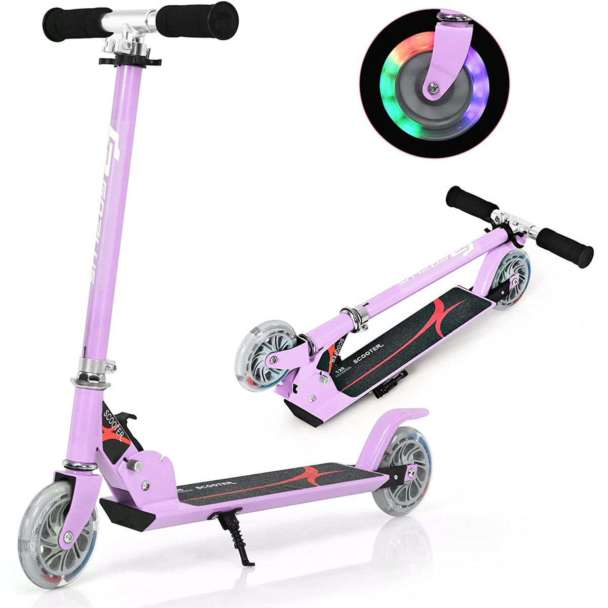 Trottinette Enfant Pliable avec Lumières LED - Hauteur Réglable et Design Coloré pour des Balades Amusantes en Toute Sécurité