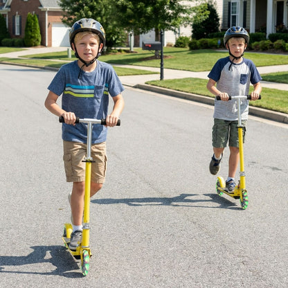 Trottinette Enfant Pliable avec Lumières LED - Hauteur Réglable et Design Coloré pour des Balades Amusantes en Toute Sécurité